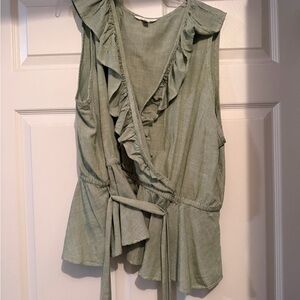 LC Lauren Conrad Ruffled Wrap Blouse - Sage